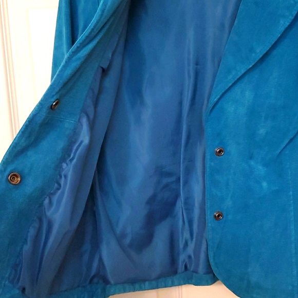 Vintage Suede Turquoise Blazer - Picture 4 of 7